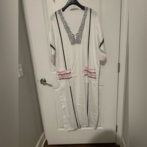 White Kaftan with Red Stitching